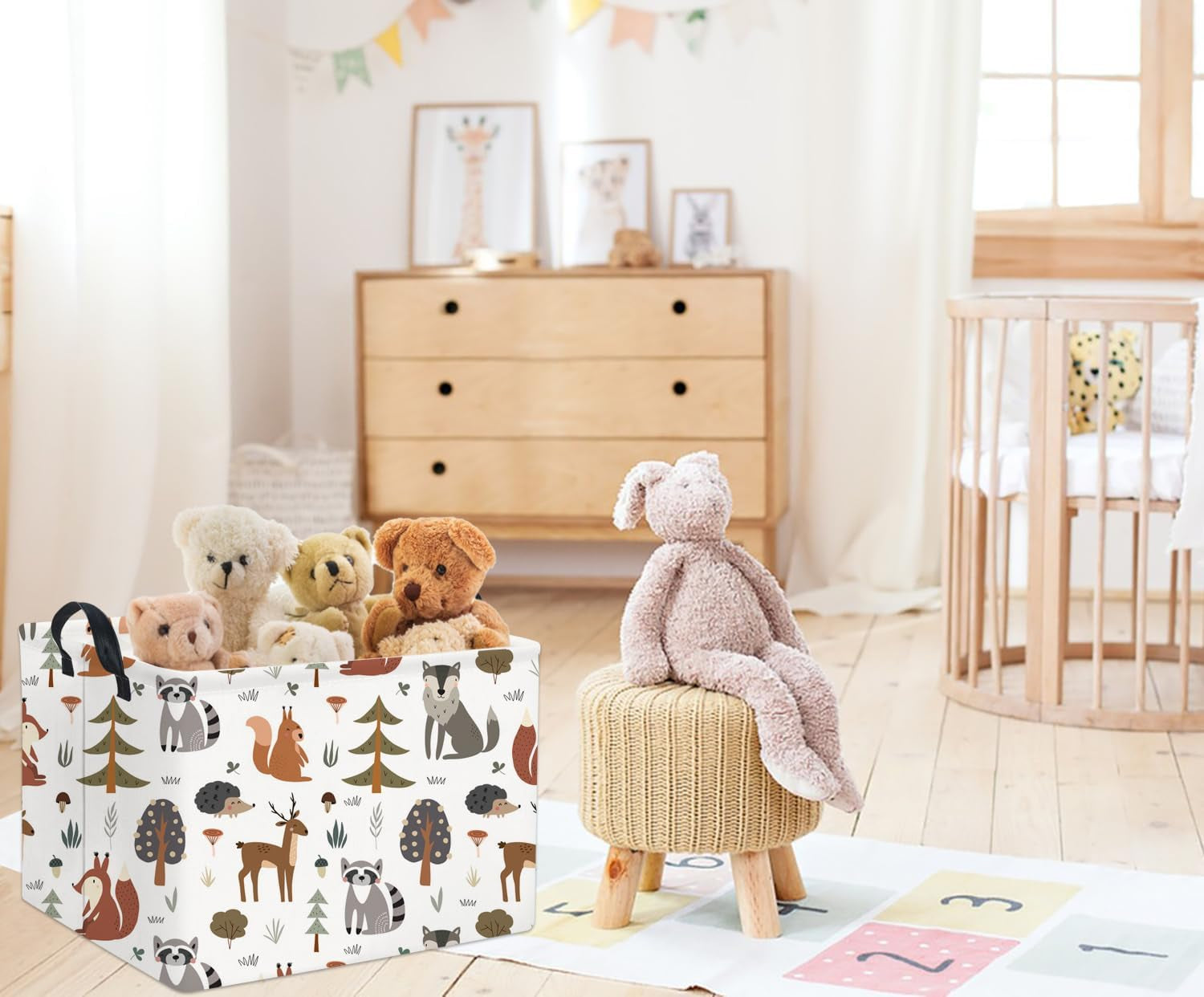 Rectangular Kids Storage Bin Gift Basket - Cute Kids Toy Organizer Shelf Book Basket Room Decor(Animal)
