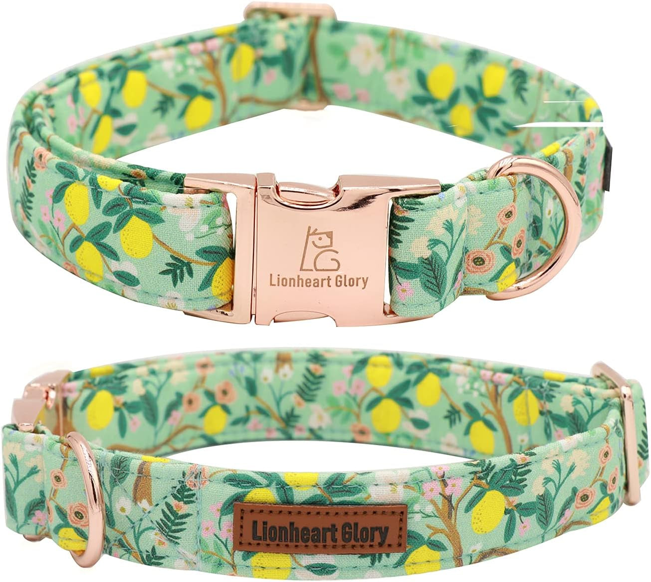 Premium Floral Dog Collars, Bowtie Dog Collar, Adjustable Heavy Duty Girl Dog Collar with Bow for Medium Dogs
