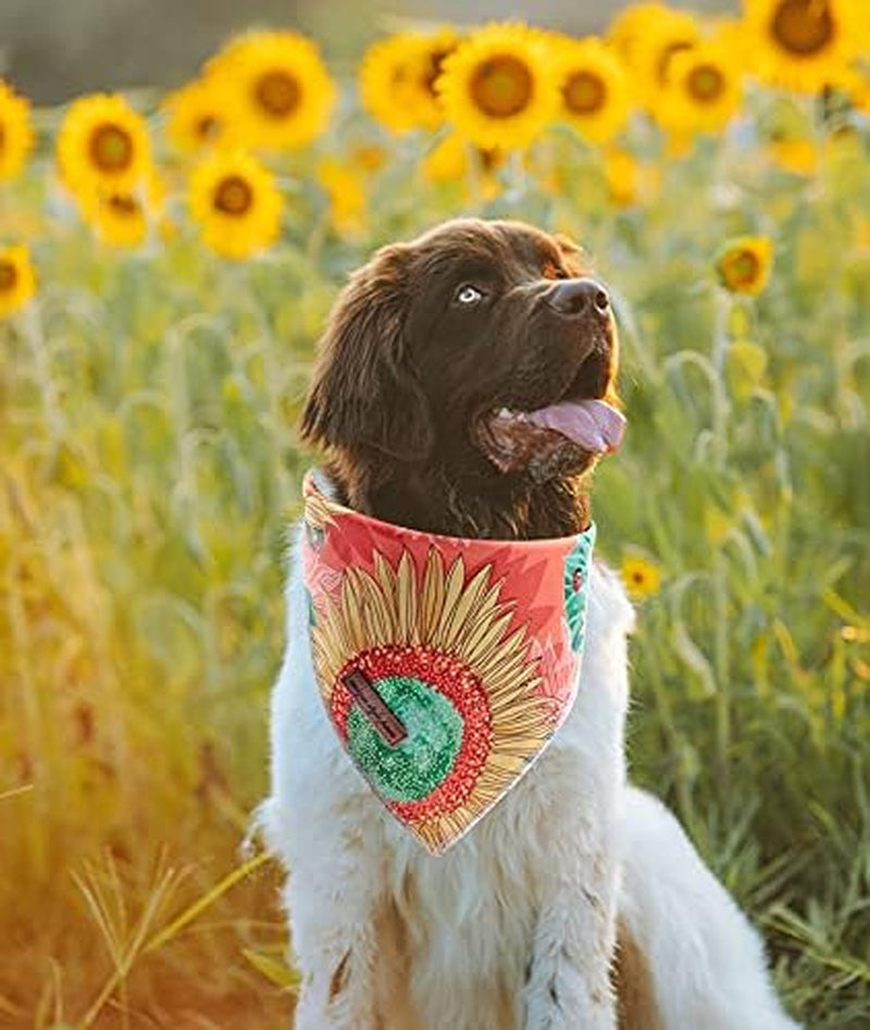 Dog Bandana, Sunflower Print 1PC Washable Square Dog Scarfs for Small Medium Large Dogs Adjustable Dogs Bib Scarfs for Girl Dogs