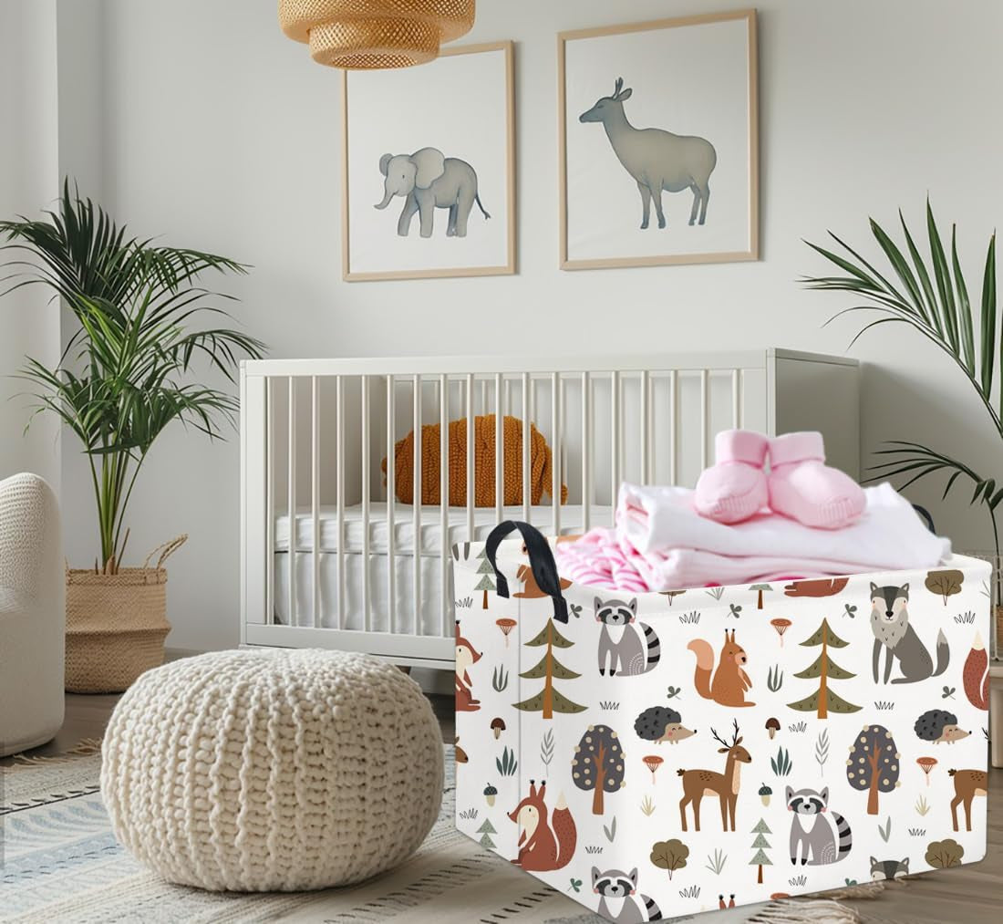 Rectangular Kids Storage Bin Gift Basket - Cute Kids Toy Organizer Shelf Book Basket Room Decor(Animal)