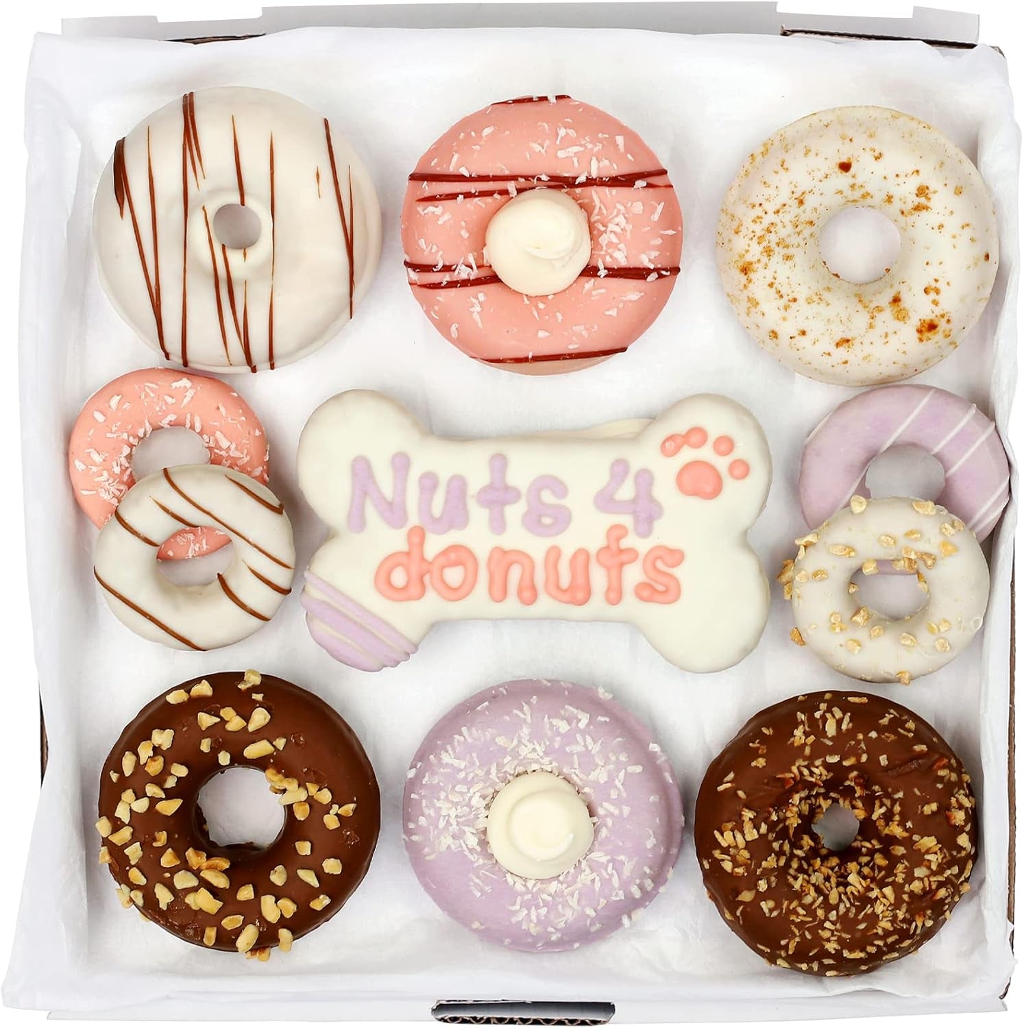 Dog Cookie Box | Handmade Hand-Decorated Dog Treats | Dog Gift Box Made with Locally Sourced Ingredients (Doggie Donut)