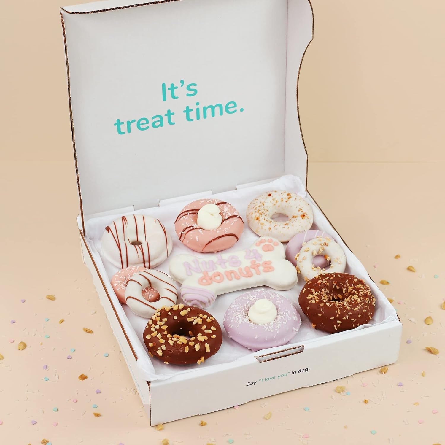 Dog Cookie Box | Handmade Hand-Decorated Dog Treats | Dog Gift Box Made with Locally Sourced Ingredients (Doggie Donut)