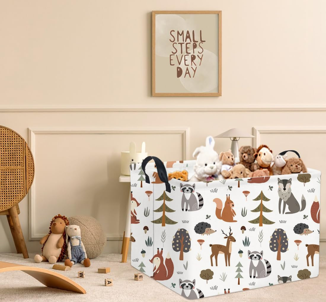 Rectangular Kids Storage Bin Gift Basket - Cute Kids Toy Organizer Shelf Book Basket Room Decor(Animal)