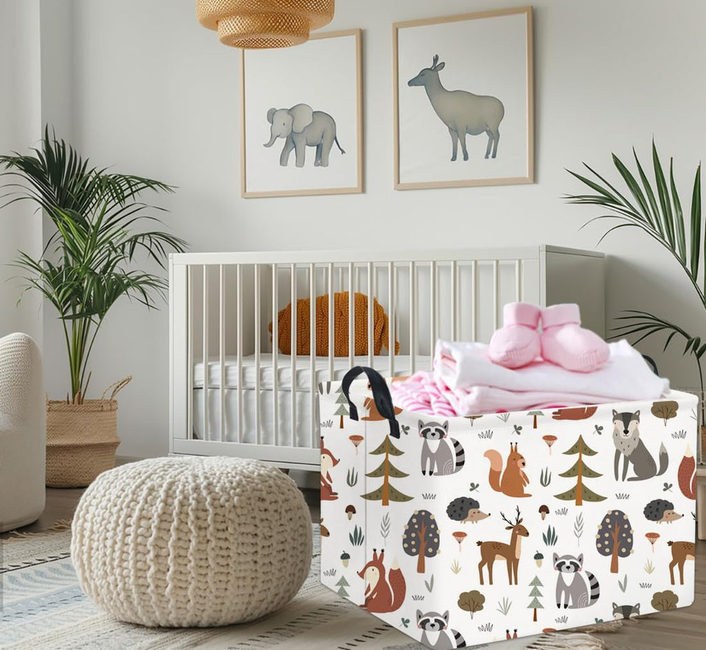 Rectangular Kids Storage Bin Gift Basket - Cute Kids Toy Organizer Shelf Book Basket Room Decor(Animal)