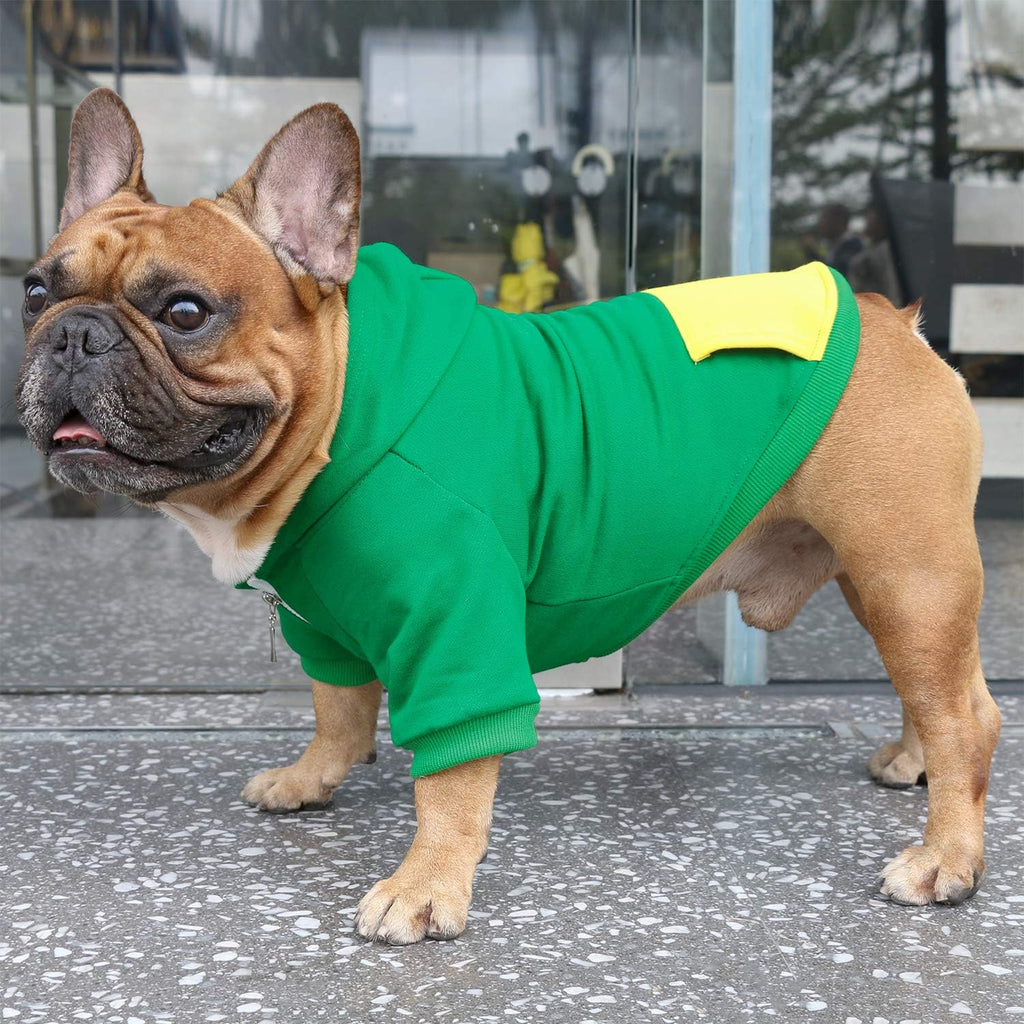French Bulldog Frenchie Clothes Hoodies for Dogs Pug English Boston Terrier Bully Pitbull Corgi Sweatshirt Sweater Clothing - Green/Large Plus